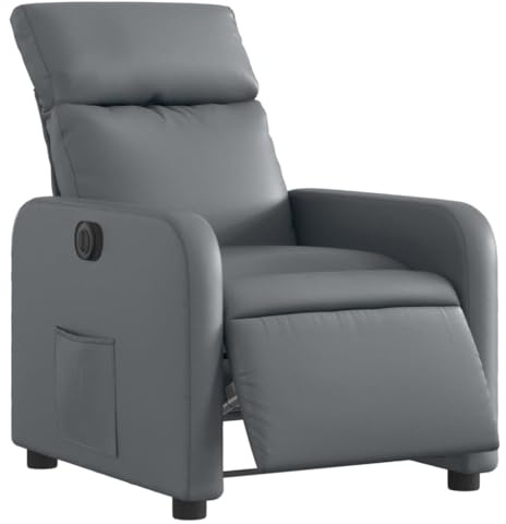 vidaXL Elektrisk reclinerfåtölj grå konstläder, fåtölj, fåtölj med uppresningshjälp, reclinerstol, fåtöljer, fåtöljer med uppresningshjälp
