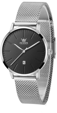 OLEVS Montre pour femme, ultra fine, bracelet en maille en acier inoxydable, imperméable, élégant, petit facile à lire, à quartz, cadeau, rotondo, Bracelet