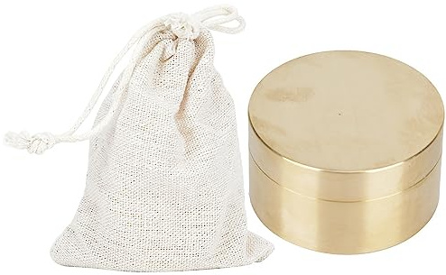 Caja de Joyería Antigua, Latón Artesanal Pequeña Caja de Píldora Pequeña Caja Decorativa con Bolsa de Tela para Joyería de Hojas de té (Grande)