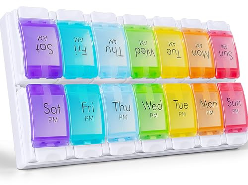 CSTDE Weekly Pill Box Organiser, Large Pill Organiser 2 Times a Day