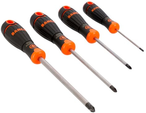 Juego de destornilladores Phillips BahcoFit con mango de goma - 4 piezas