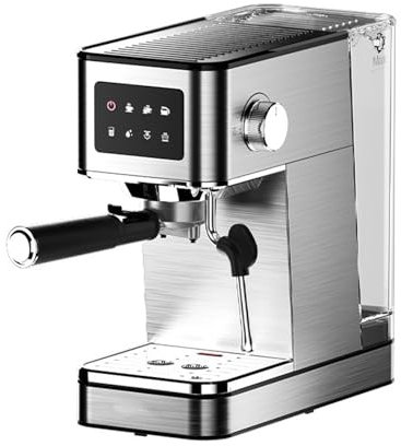 HmLotd Coffee Grinder, Home All-in-One Coffee Maker, With LED Display, Stainless Steel Steam Wand Removable Water Tank for Home Barista