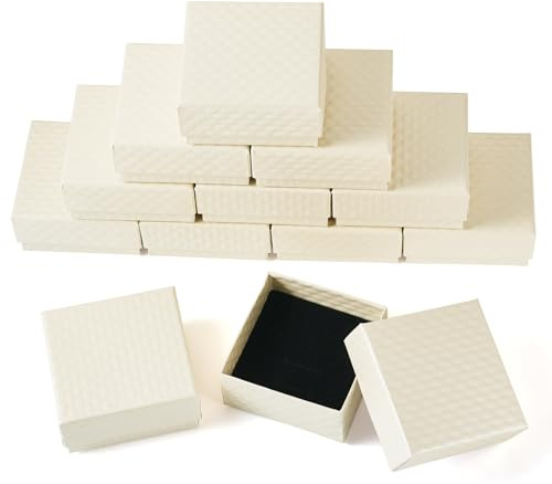 FASHEWELRY 12 st alla hjärtans dag smycken presentlådor set diamantmönster kartong smycken presentaskar för bröllop födelsedag jul