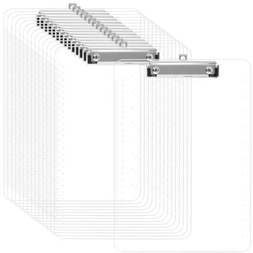 HONYUET Lot de 15 planchettes à pince en plastique transparent A4 pour bureau, restaurant, rangement de documents, 31,5 x 22,5 cm