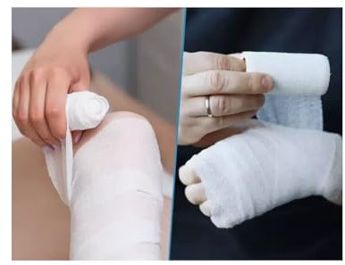 ROTOLO GARZA ELASTICA 6cmx4M BENDA BIANCA bendaggio fasciatura medicazione mani