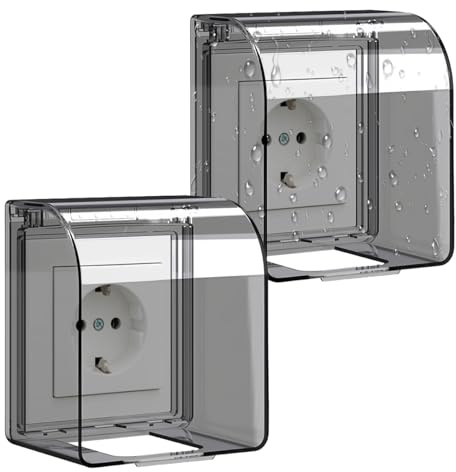2 Stück Steckdose Regenschutz Wandschalter Steckdose, Wasserdichte Schalter Stecker, Flip Anti Stromschlag Typ 86 Steckdosen Aussen Regenschutz, Spritzschutz Steckdosenabdeckung Schalter Abdeckung