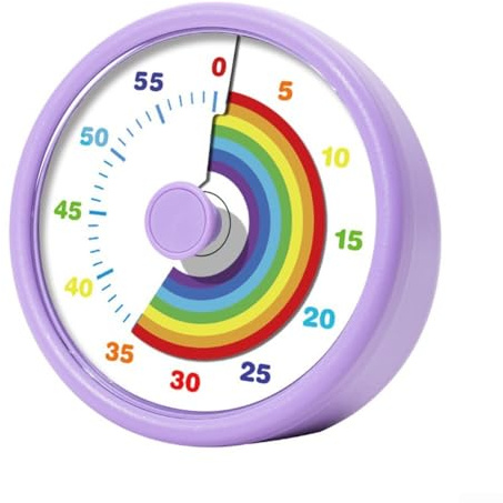 Visual Timer for Kids, 60-Minute Visual Countdown Timer for Kids, Rain-bow Design Time Management Tool, Silent Alarm Clock, for Classroom Office Kitchen(purple)