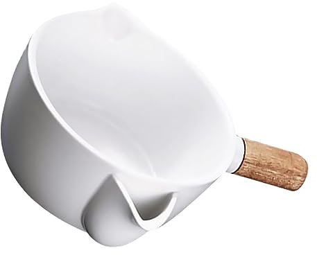 PartyKindom Bol Pratique Blanc Poignée Antidérapante pour Séparer L'huile en Céramique Filtre à Graisse Cuisine Soupe pour Maison et Restaurant