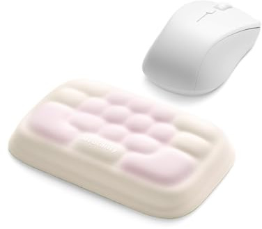 MEATANTY Hautfreundliche Handgelenkauflage aus Memory-Schaum – Ergonomische, Atmungsaktive & Formstabile Handballenauflage für Tastatur & Maus, Zweifarbig in Cremeweiß & Rosé
