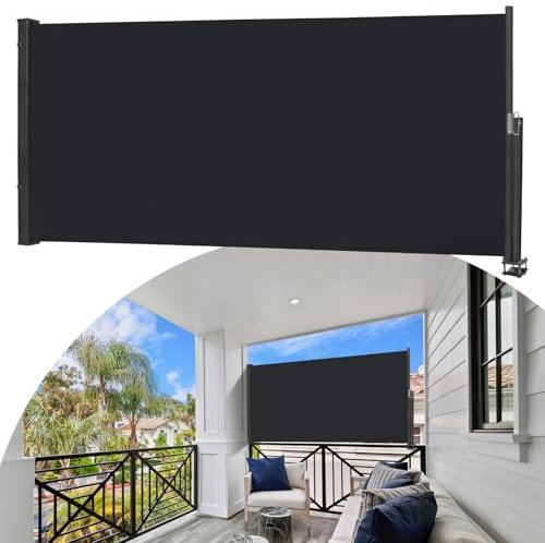 Tenda da sole laterale allungabile, 120 x 300 cm, frangivista e protezione dal vento, oscurante e impermeabile, tenda laterale con supporto da parete per balcone, terrazza e giardino, protezione