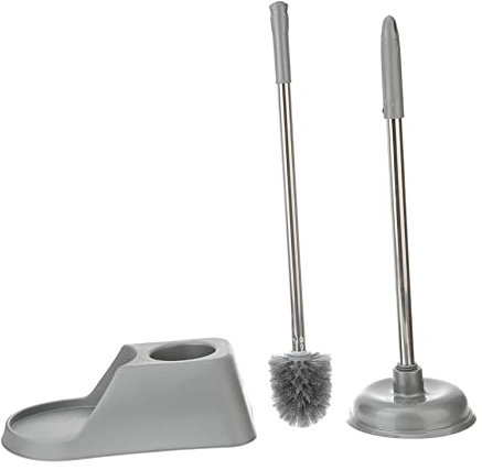 LAPYAPPE Toilettenbürsten und Pümpel Satz Leistungsstarker Toilettenkolben mit Halter Ergonomische Toilettenbürste Badezimmerreinigung Kompakte und Praktische Aufbewahrung