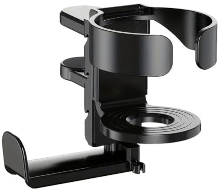Pesfehhy Portavasos de Escritorio Portátil 2 en 1, Soporte Ajustable Antideslizante para Auriculares, Accesorios de Escritorio, Soporte con Abrazadera con Clip en el Brazo