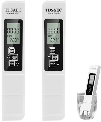 coalwop 2PCS Medidor de Calidad del Agua 3 en 1 LCD Digital Medidor TDS/EC/Temperatura Pantalla Grande con Retroiluminación Electrodos de Titanio Probador TDS/EC para Agua Potable Piscinas y Acuarios