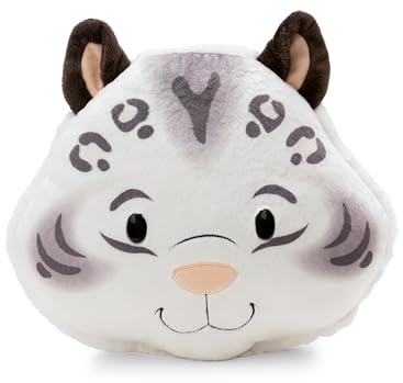 NICI Cuscino in peluche con motivo leopardo delle nevi Eleni Snowbell, morbido e ideale per le coccole di bambini e adulti, per casa, asilo o in viaggio, 35 x 30 cm, bianco – 62443