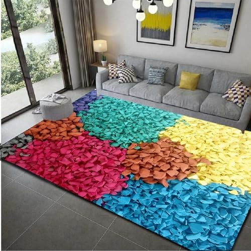 Area Rug Heart-Shaped Pebbles 3D Printed Carpet Polyester Soft Touch Short Pile Rug Non Slip Area Rug Easy Clean For Living Room Bedroom Kitchen Floor Mat 200 X 300 Cm With Rubber Backi -6645875762688