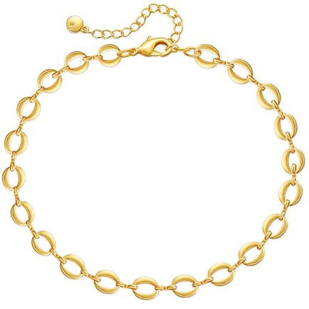 Cangall Gold Fußkettchen für Damen, 22+5cm Flexibel Verstellbar Fußketten für Frauen, Sommer Beach Stil Fußkette am Fußgelenk, Sommer Barfuß Strand Gold Fußkettchen Fußschmuck Geschenk für Mädchen
