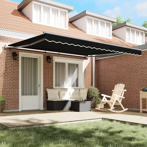 Festnight Elektrische Markise 400x350 cm Gelenkarmmarkise 350 Breit Automatisch Gelenkmarkise mit Handkurbel Kassettenmarkise Elektrisch Sonnenmarkise Terrasse Terassenmarkise Außen