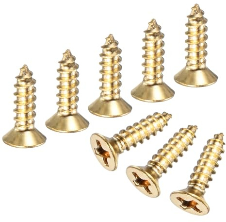 M METERXITY 100-Pack Brass Wood Screws M3x10mm | Phillips Flat Head Self-Tapping, for Door Hinges, Woodworking, Furniture Repair, Gardening, DIY Crafts Decorative