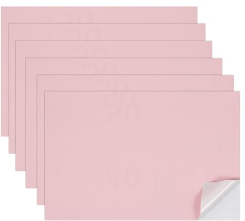 sourcing map 6 Sheets Miniature Dollhouse Wallpaper, Self-Adhesive PVC Flooring Wall, Mini Wall Decor for Dollhouse Sand Table Model Accessories 11.81 x 7.87 Inch (Light Pink)