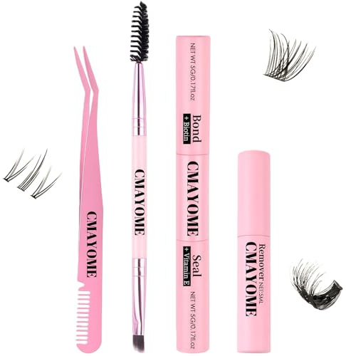 Bond and Seal Lash Glue Kit 4pcs - Cluster Lashes Glue Bond And Seal, Eyelash Remover, Tweezers & Brush - Waterproof Strong Hold Lash Adhesive for Sensitive Eyes