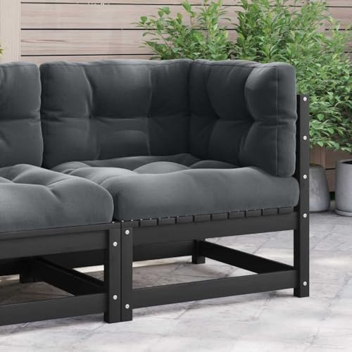 Owoxanthellate Garten Ecksofa 70x70x67 cm aus massiver Kiefer, anthrazit Kissen, modular, wetterfeste Outdoor Lounge, platzsparendes kleines Sofa für Balkon, Terrasse und Wintergarten
