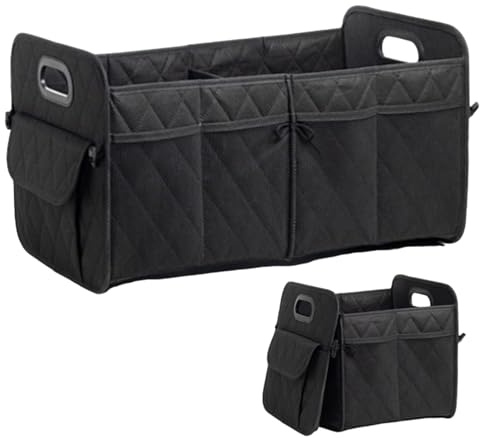 Organisateur de coffre de voiture | Boîte de rangement pliable étanche 50L | Organisateur multi-compartiments de grande capacité pour voitures, SUV, mini-fourgonnettes, camping, voyages, shopping