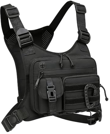 UMCHU 1 Pieza Bolsa de Pecho para Correr al Aire Libre, Bolsa de Pecho para Hombre, Mochila Correr, Correa Ajustable, Mochila Deportiva, para Correr,Ciclismo,Senderismo, para Hombres y Mujeres (Negro)