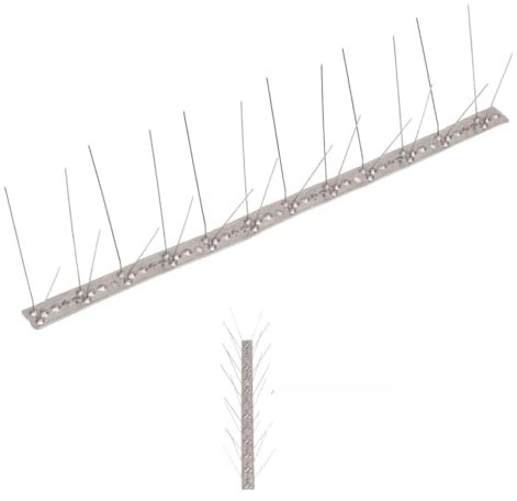 Nqyjm Set di 20 piccioni in acciaio inox, 10 m, 4 file di piccioni, protezione per piccioni e griglia di protezione per uccelli, per balcone, travi del tetto, giardino, davanzale