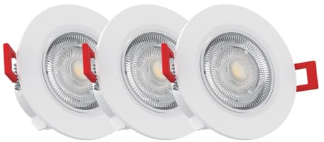 Xanlite PACK3SEL345D Confezione 3SEL345D Plafoniera luminosa da incasso, set di 3 faretti a LED integrati, dimmerabile, bianco caldo, confezione 3SEL345D, 5 W