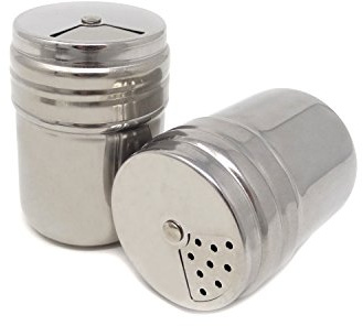 Honbay 2PCS Stainless Steel Dredge Salt Sugar Spice Pepper Shaker Seasoning Cans with Rotating Cover
