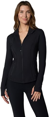 90 Degree By Reflex Women’s Lightweight, Full Zip Running Track Jacket - Black - XL