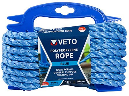 TIMCO Polypropylen-Seil auf Kurbel, 10 mm x 10 m, Blau