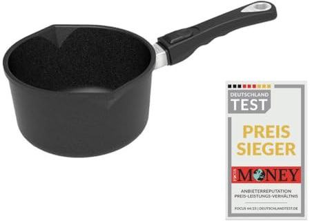 AMT Gastroguss Milchtopf, Ø 18 cm, 10 cm hoch, Soßentopf mit abnehmbarem Stiel, nicht induktionstauglich, Lotan® Antihaft-Veredelung, Aluguss (Aluminium), AMZN-918-Z20B