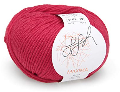 ggh Maxima - 100% Merinowolle extrafein und Superwash - Lauflänge 110m auf 50g - Nadelstärke 4-5 - Wolle zum Stricken oder Häkeln - Farbe 085 - Rot