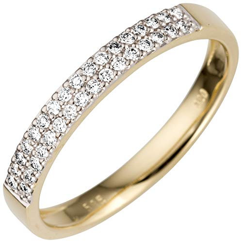 Jobo Damen-Ring aus 14 Karat 585 Gold mit 33 Diamanten Größe 52