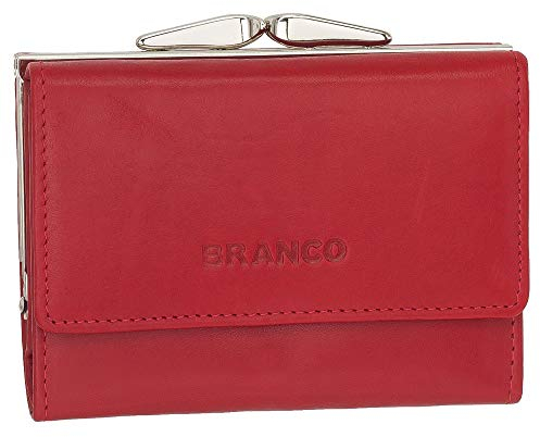 Leder Damen Geldbörse Portemonnaie Geldbeutel Bügelbörse mit Knipser 210 Farbe Rot