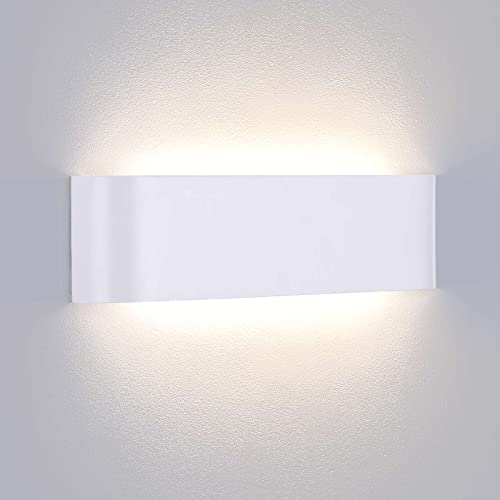 Lightess Applique da Parete Interno Moderno Lampada da Parete LED 4000K Bianco Neutro 16W lampada applique a Muro Luce Bianco 30 cm per Camera da Letto Scale Corridoio