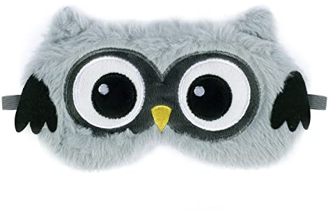 Maschera per Dormire Animale, 3D Maschere da Sonno in Peluche Soffice Morbido, Benda Occhi per Dormire Peluche dei Cartoni Animati Divertenti per Bambini e Adulti (19 x 11cm, Grigio)