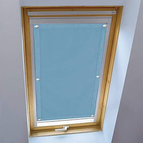 LIVEINU Dachfensterrollo für Dachfenster Verdunkelungsrollo Sonnenschutzrollo UV Schutz Thermo Rollo mit Saugnäpfe Ohne Bohren 100% Blickdicht für Reisen Autos 96x100cm Hellblau