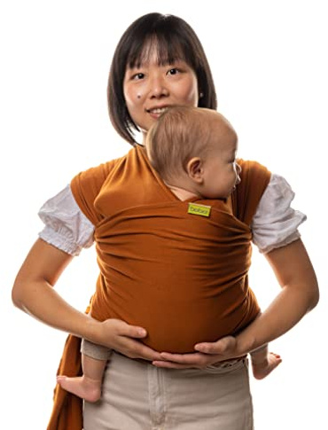 Boba Baby bärhandduk för nyfödda – elastisk bärhandduk och amningsduk för resor – lätt att knyta – bärsele nyfödda från födseln upp till 16 kg (kamel)