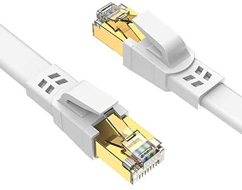 Ercielook CAT8 LAN Kabel 0,3m 40Gbit/s mit Metall RJ45 Stecker, 2 Stück