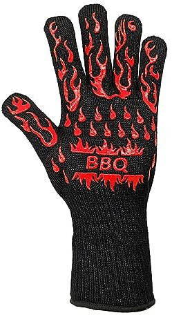 Grillhandschuhe, Silikon-Isolierhandschuhe, Küche, Mikrowellenhandschuhe, 500–800 Grad, feuerfeste, rutschfeste Grillhandschuhe, rot, 33 cm x 15 cm