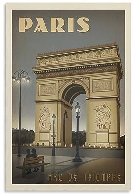 Retro-Poster mit Weltreise, Frankreich, Paris, Arc de Triomphe, 1 Poster, Wandkunst, Gemälde, Leinwanddrucke, Dekor-Poster, Kunstwerke, 30 x 45 cm