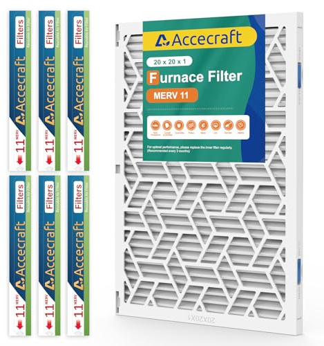 Accecraft 20 x 20 x 1 luftfiltersats, 1 återanvändbar ABS-ram med 6-pack MERV 11 djup veckad ugn filtermedia, kostnadseffektiv veckad AC/HVAC ugnsfilter förbättrad luftkvalitet (1 ram + 6 filtermedia)