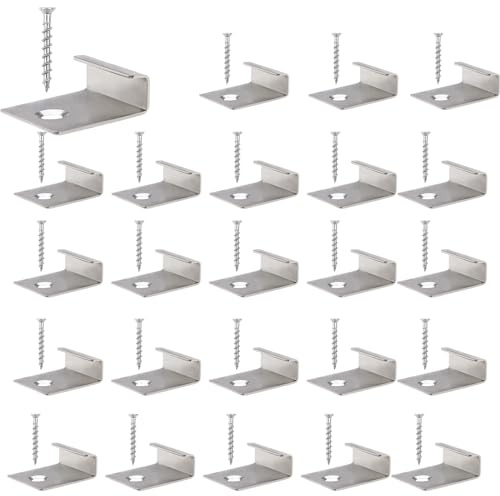 50 pièces de clips de fixation en composite bois-plastique, clips de démarrage cachés pour terrasse en acier inoxydable avec vis auto-perceuse (argent, 6 mm)