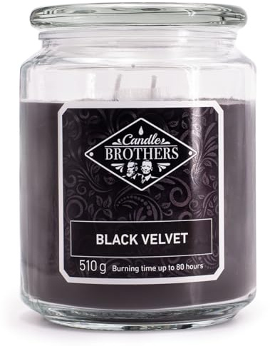 Candle-Brothers Große Duftkerze im Glas mit Deckel | Black Velvet | Duftkerze Parfüm | Kerze 2 Docht | Kerze lange Brenndauer | Geschenk für Frauen