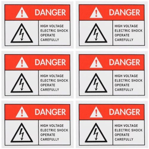 Generic Warnschild „Gefahr Hochspannung“ 6 Stück selbstklebendes Warnschild „Hochspannung“ Warnaufkleber „Elektrische Gefahr“ „Keep Off Sings“.