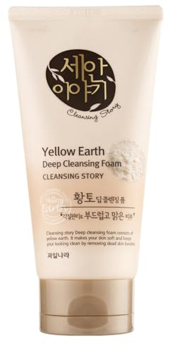 Kwailnara Korean Yellow Clay Natural Facial Deep Foam Cleansing Cream Type 5.19oz for Various Skin types Korean Foaming Facial Cleanser - Yellow Clay