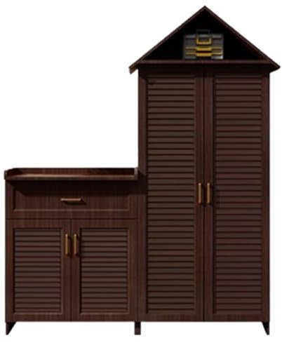 Cobertizo De Almacenamiento De Metal para Exteriores, Gran Cobertizo De Almacenamiento para Exteriores con Estantes Ajustables, Cobertizo De Almacenamiento Multiusos para Patio, Césped, Jardín(Coffee)