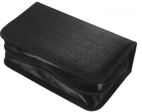SOLUSTRE Portable Zipper Cd Carrying Case 128 Capacity Media Storage Organizer Bag Lightweight Black Dvd Holder for Travel and Car Use